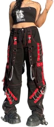 CYee Women Baggy Cargo Pants Y2K Fairy Grunge Drawstring Low
